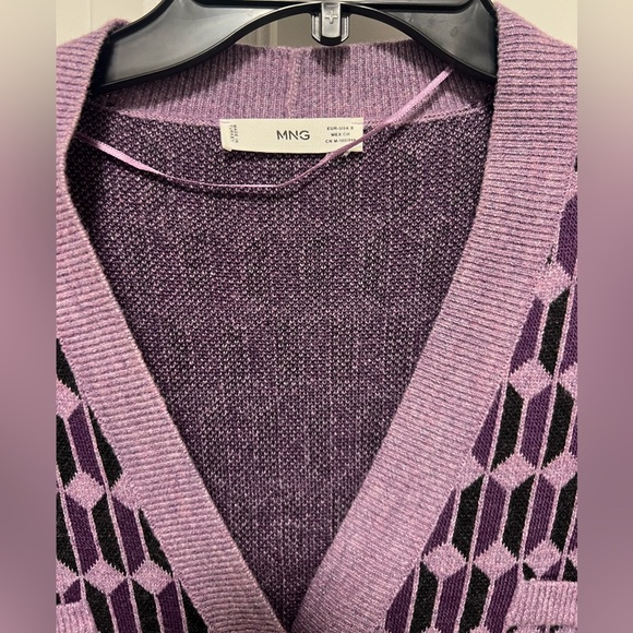 Mango - MNG - Purple Geometric Sweater Small - Picture 4 of 8
